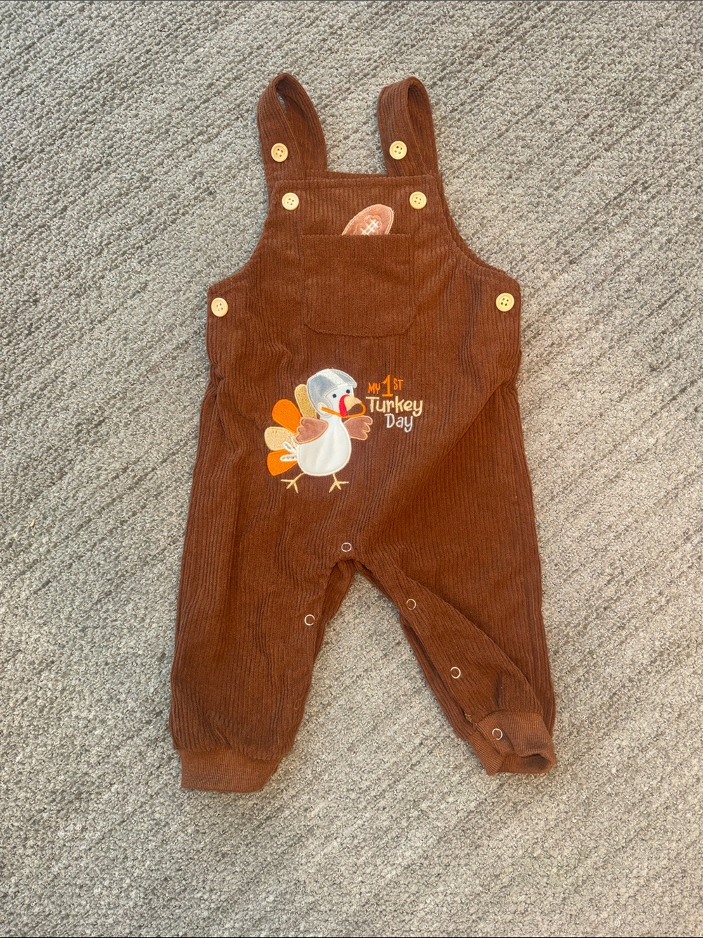 Thanksgiving Turkey Mix One-Piece Footies - Brown, Cream, Orange - Picture 2 of 11